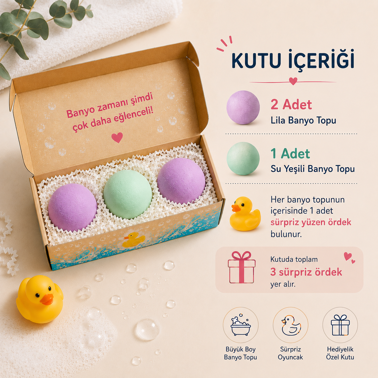 Yüzen Ördekli Banyo Topu